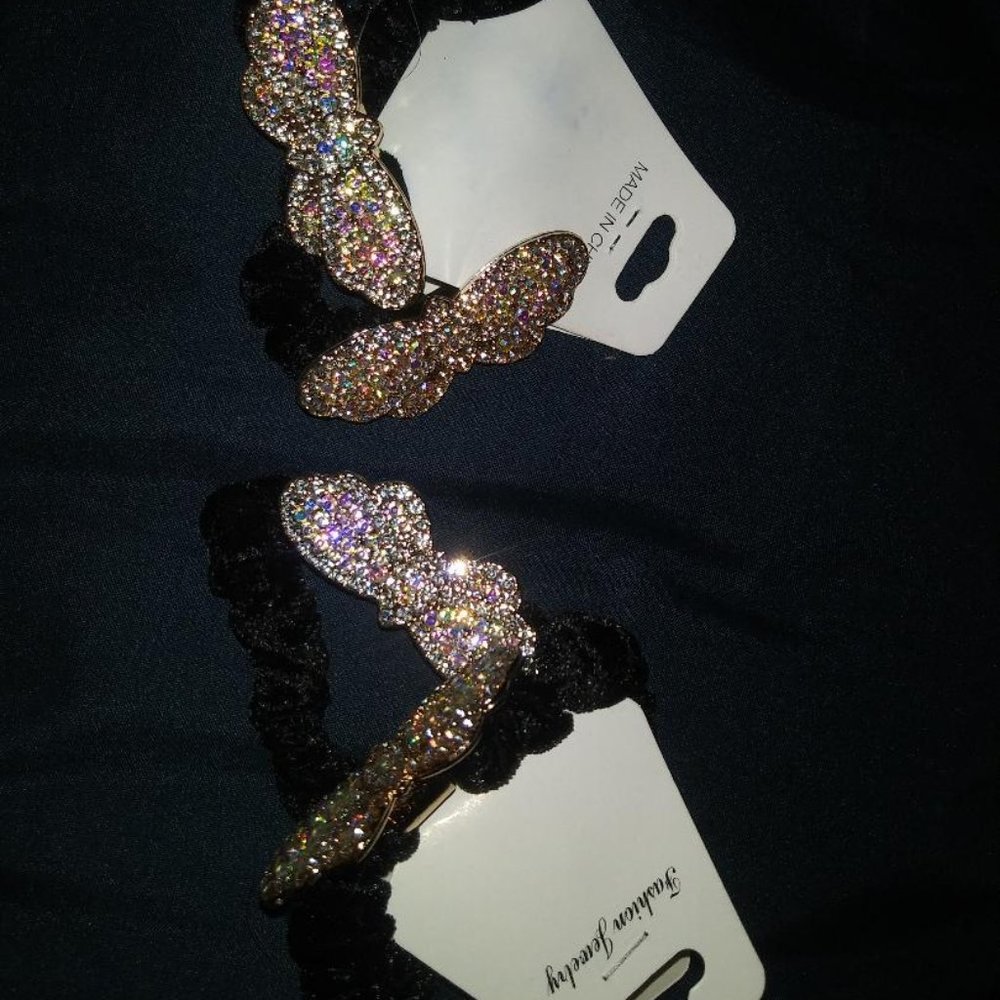 rime stone butterfly hair tie